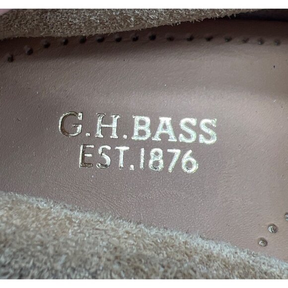 G.H. Bass Womens Size 6M Hairy Suede Lug Sole Moc Toe Shoes In Tan - Picture 11 of 12